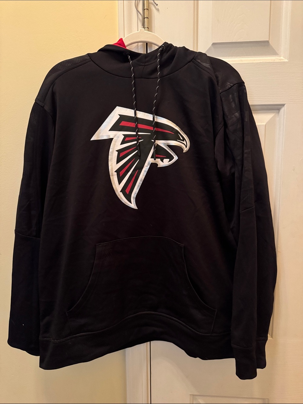 NFL Black Hoodie with Atlanta Falcons Logo and Red Accents